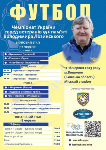 17 червня стартує фінал чемпіонату України серед ветеранів 55+ років і старші